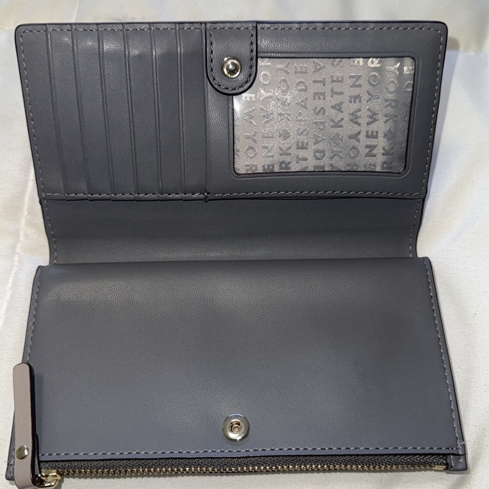 Kate Spade large, slim bifold Wallet with Gold Accents 6.5 x 3.5” - Picture 4 of 7
